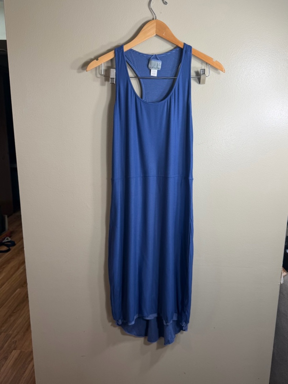 Athleta Bellisima Reversible Blue Racerback Midi Dress High Low M